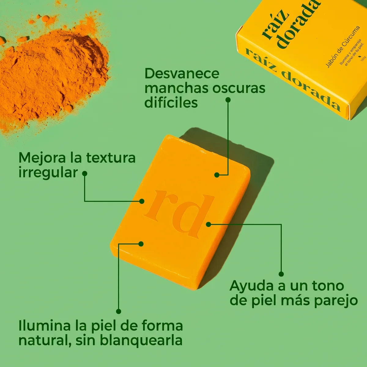Beneficios del jabón de cúrcuma Raíz Dorada